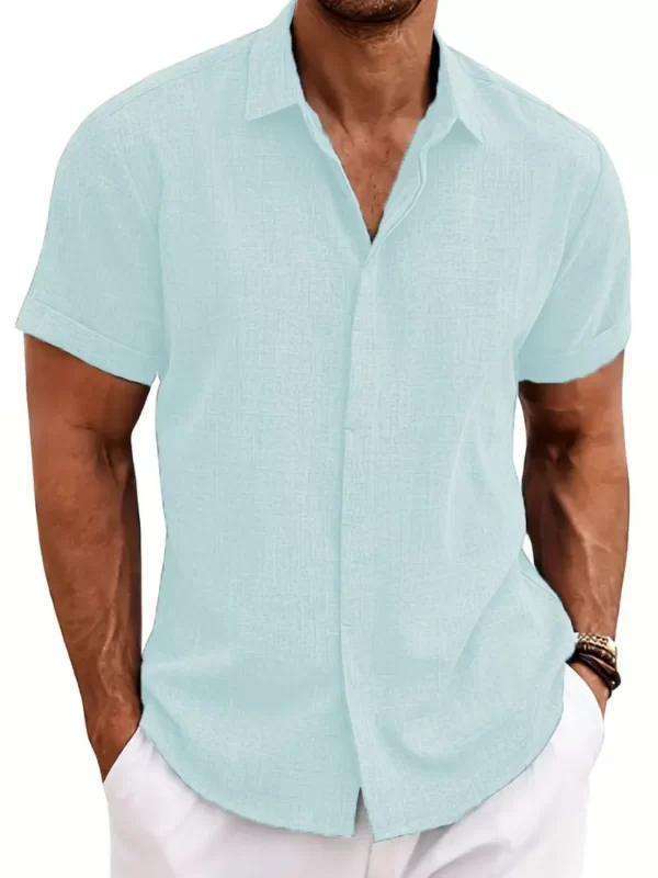 Men's Full Size Collared Neck Short Sleeve Shirt Plus Size - Image 5