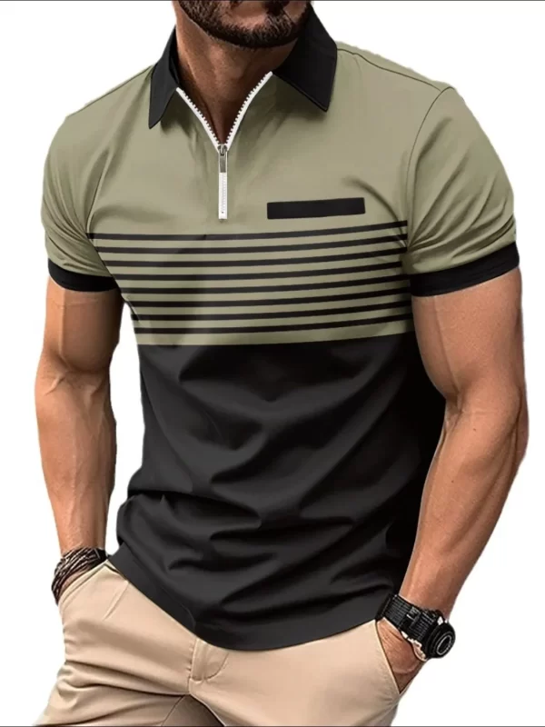 Men's Full Size Zip Collar Short Sleeve Polo Plus Size - Image 2