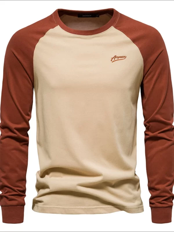 Men's Contrast Round Neck Raglan Sleeve T-Shirt - Image 4