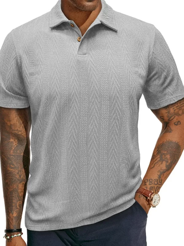Men's Classic Chevron Textured Polo Shirt - Image 8