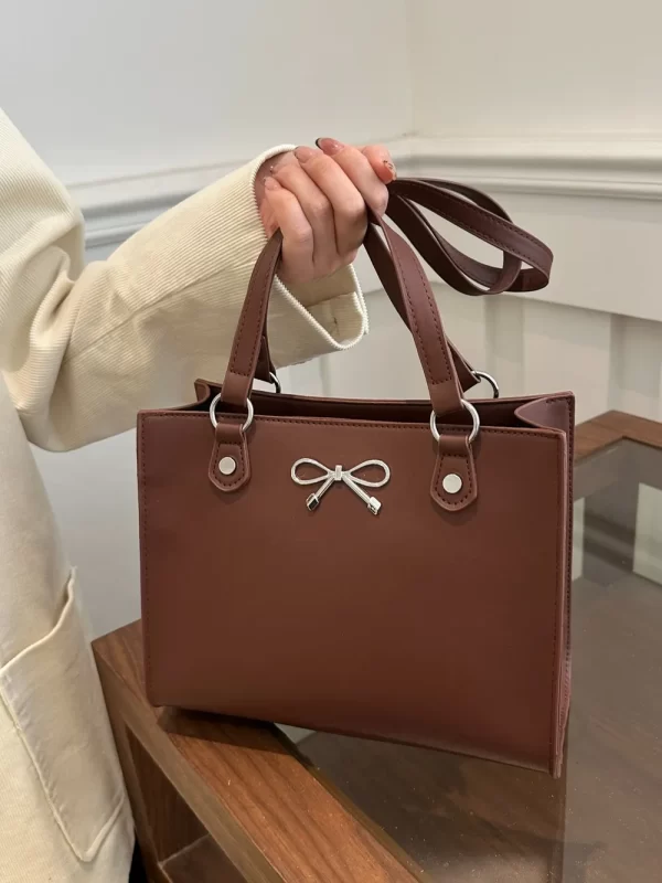 Bow PU Leather Shoulder Bag - Image 11