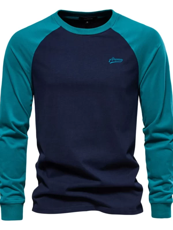 Men's Contrast Round Neck Raglan Sleeve T-Shirt - Image 3