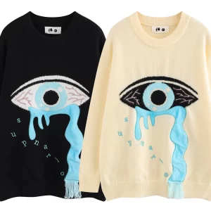 Men's Artistic Eye Graphic Long Sleeve Sweater