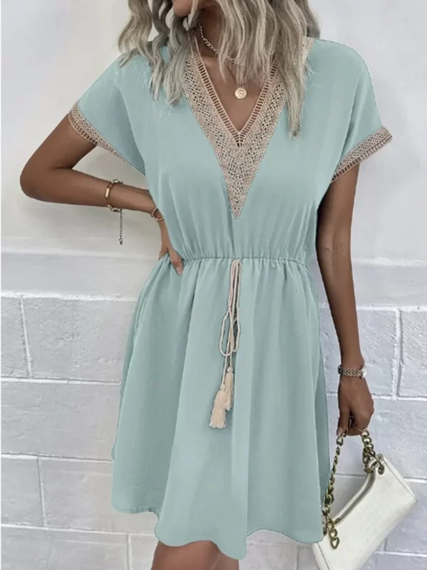 Full Size V-Neck Short Sleeve Dress Plus Size - Image 11