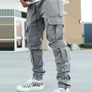 Men's Drawstring Pants with Cargo Pockets
