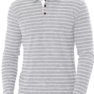 Men's Striped Long Sleeve Polo Shirt