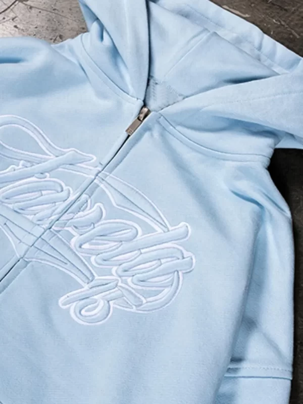 Men's Letter Embroidered Zip Up Long Sleeve Hoodie - Image 6