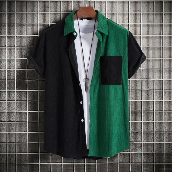 Men's Plus Size Classic Color Block Short Sleeve Shirt - Image 6