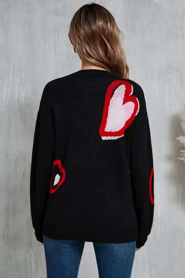 Angel Wings Heart Round Neck Long Sleeve Sweater - Image 2