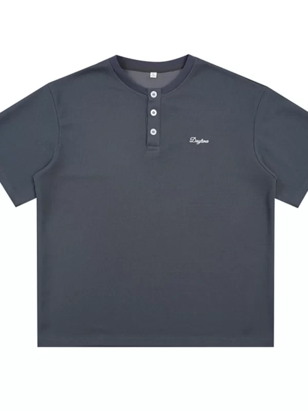 Men's Button Detail Half Sleeve Top - Image 2