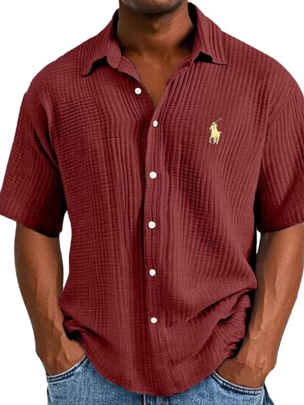 Men's Full Size Button Up Short Sleeve Shirt Plus Size - Image 7