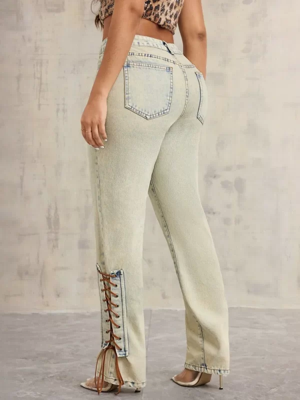 Lace-Up High Rise Jeans - Image 5