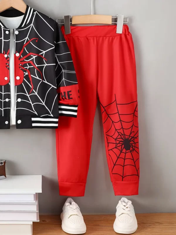 Spider Baseball Collar Top and Pants Set - Image 2