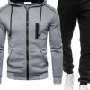 Men's Full Size Zip Up Long Sleeve Hoodie and Pants Set Plus Size