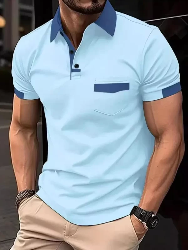 Men's Full Size Contrast Collared Neck Short Sleeve Polo Plus Size - Image 3
