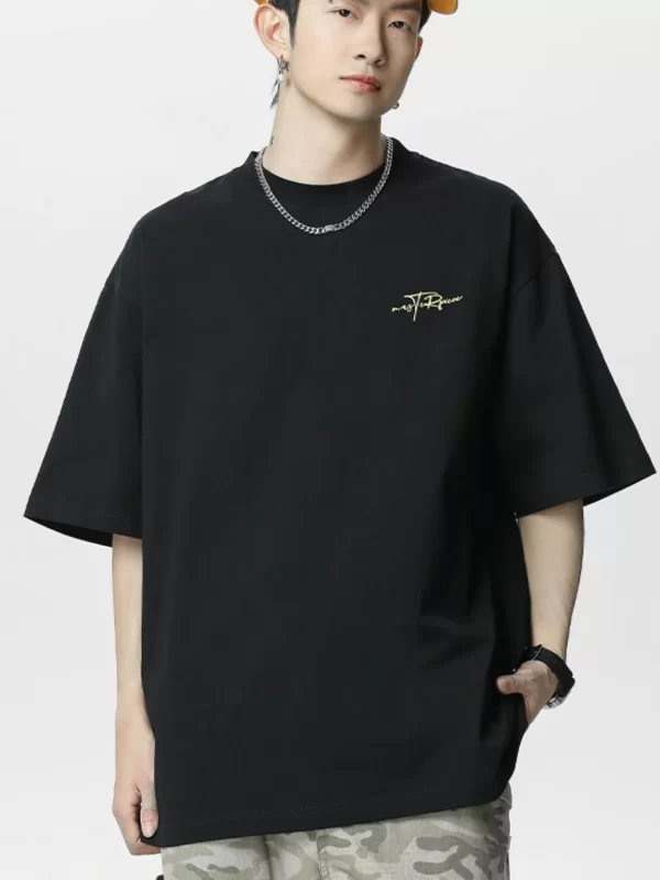 Men's Plus Size Round Neck Letter Graphic T-Shirt - Image 7