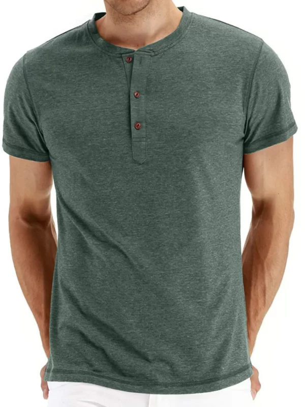 Men's Short Sleeve Henley Polo Shirt - Image 8