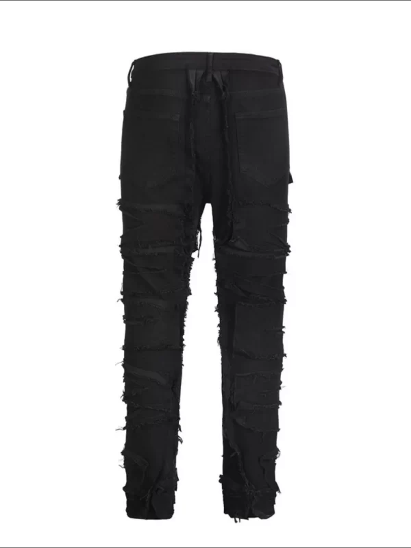 Men's Washed Distressed Panelled Jeans - Image 5