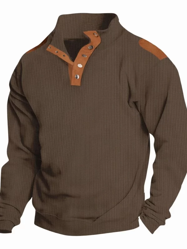 Men's Full Size Stand Collar Long Sleeve Polo Plus Size - Image 5