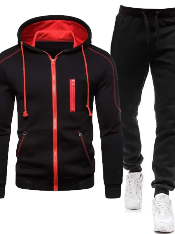 Men's Full Size Zip Up Long Sleeve Hoodie and Pants Set Plus Size - Image 5