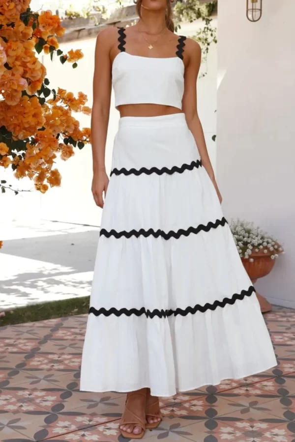Contrast Trim Cami and Skirt Set - Image 5