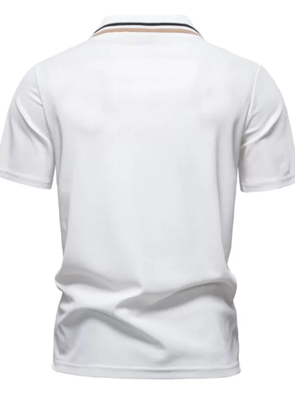 Men's Short Sleeve Collared Neck Striped Polo - Image 9
