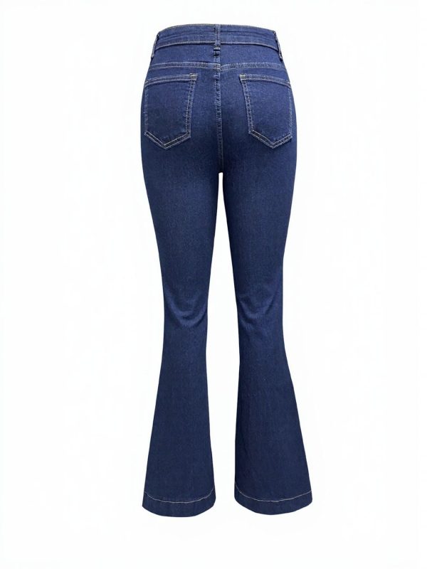 Button Fly High Waist Flare Jeans - Image 13