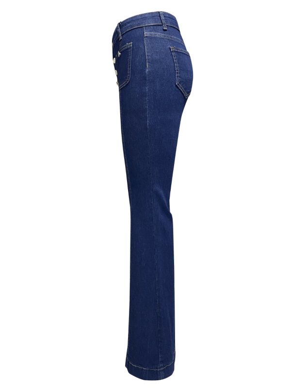 Button Fly High Waist Flare Jeans - Image 14