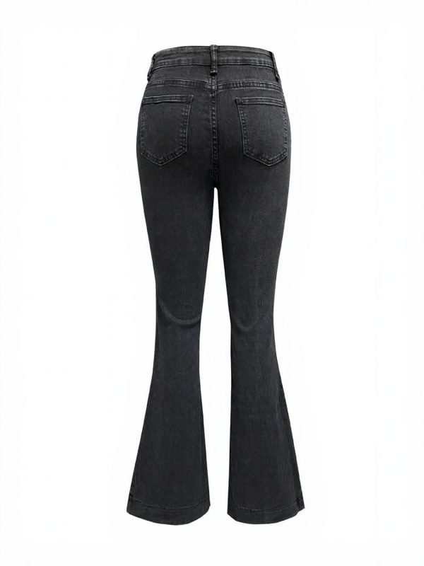 Button Fly High Waist Flare Jeans - Image 9