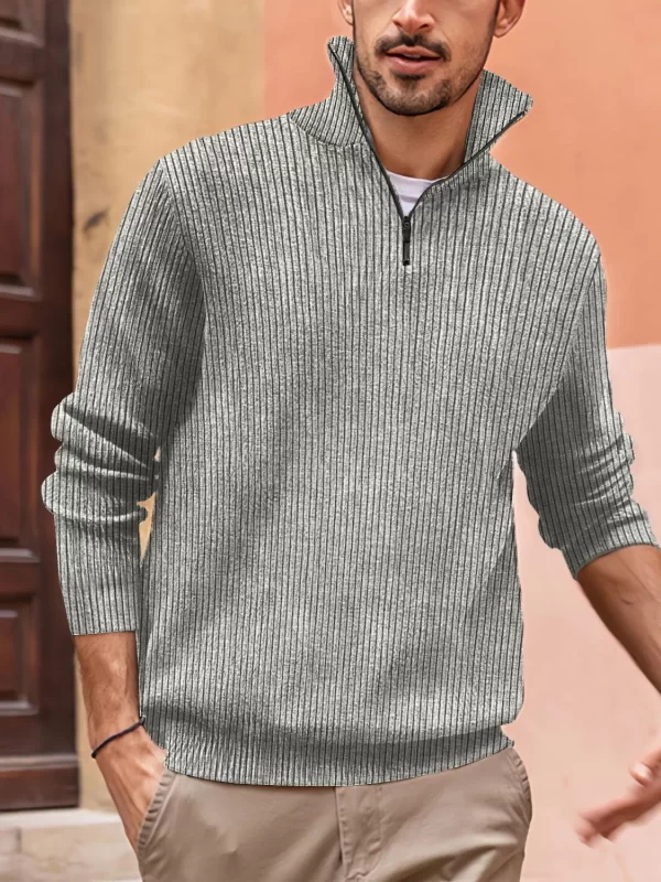 Men's Full Size Quarter Zip Long Sleeve Top Plus Size - Image 7