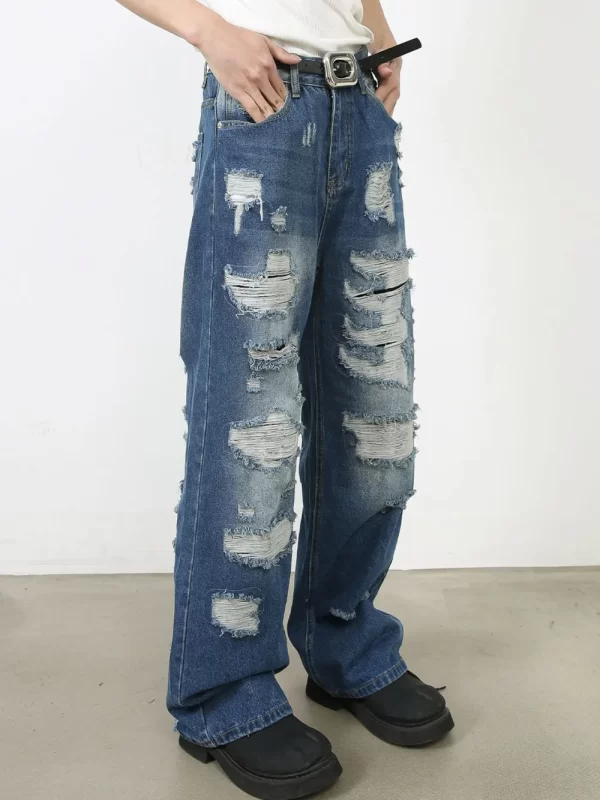 Men's Distressed Jeans with Pockets - Image 5