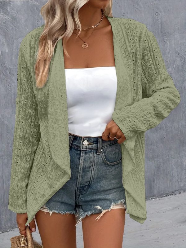 Eyelet Roll-Tab Sleeve Cardigan - Image 18