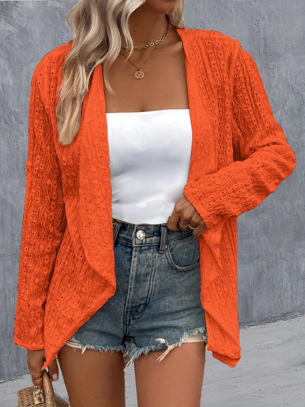 Eyelet Roll-Tab Sleeve Cardigan - Image 6