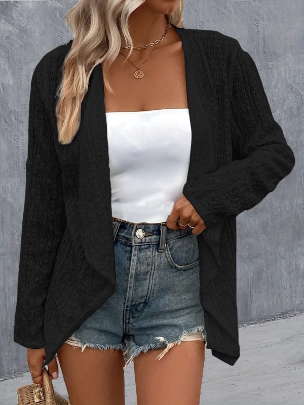 Eyelet Roll-Tab Sleeve Cardigan - Image 21