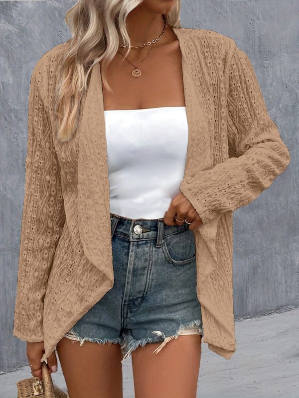 Eyelet Roll-Tab Sleeve Cardigan - Image 15