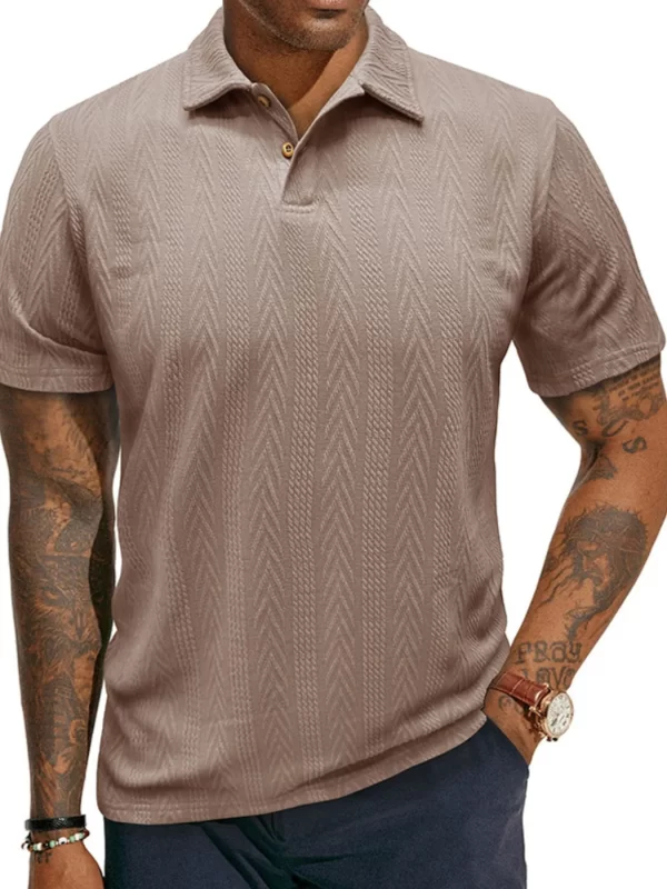 Men's Classic Chevron Textured Polo Shirt - Image 3