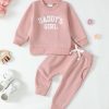 Children's Letter Graphic Sweatshirt and Pants Set
