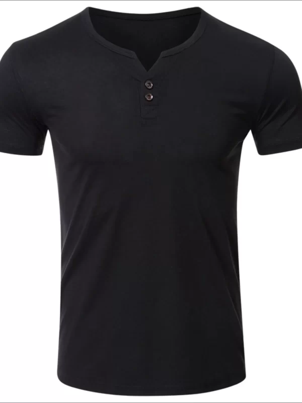 Men's Henley Short Sleeve Polo Top - Image 4