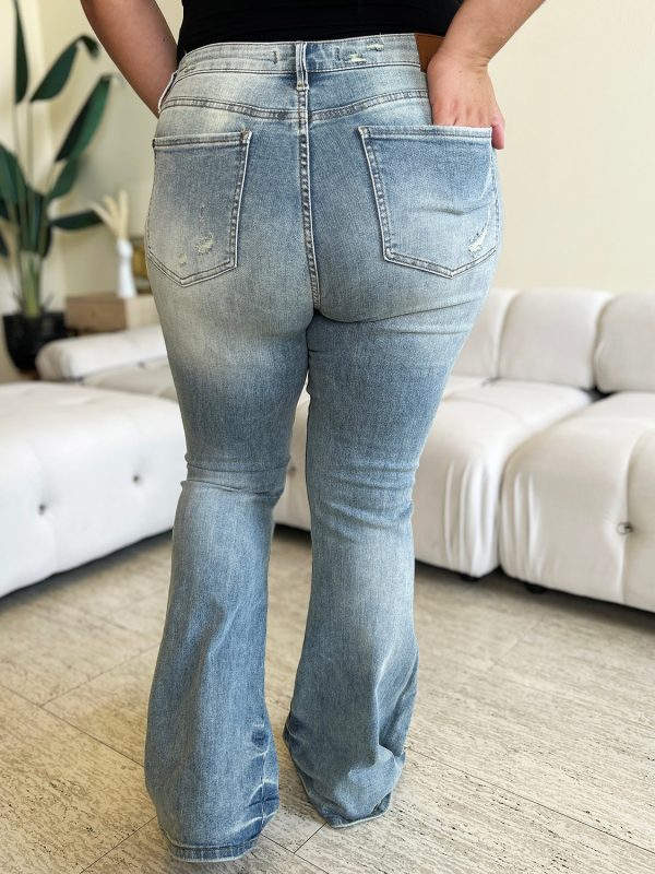 Judy Blue Full Size Mid Rise Flare Jeans - Image 9