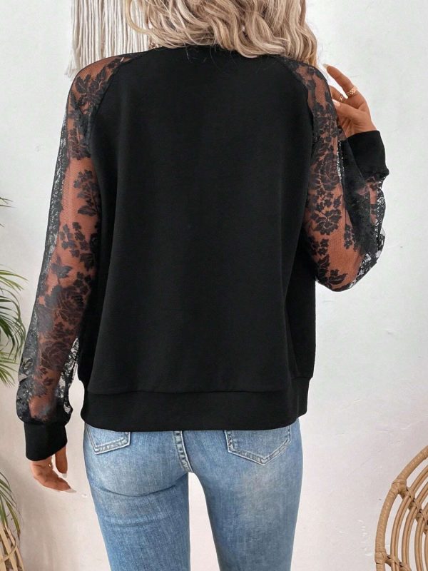 Lace Baseball Collar Zip Up Jacket - Image 11