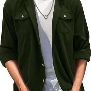 Men's Casual Corduroy Button Down Shacket
