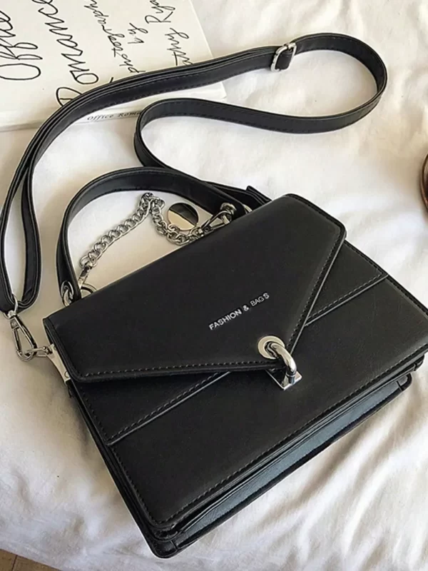 Chain PU Leather Detachable Shoulder Strap Handbag - Image 10