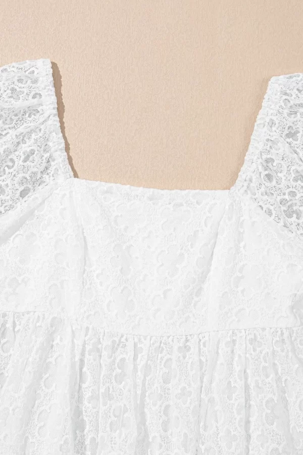 Lace Puff Sleeve Empire Waist Mini Dress - Image 7