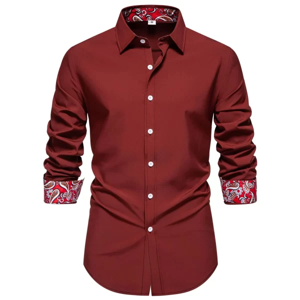 Men's Casual Button-Down Shirt with Cuff Detail - Image 10