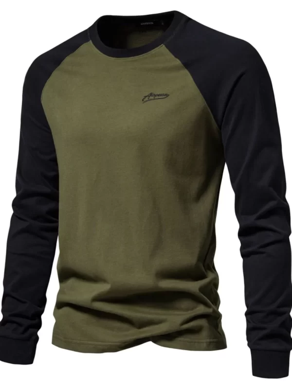 Men's Contrast Round Neck Raglan Sleeve T-Shirt - Image 7