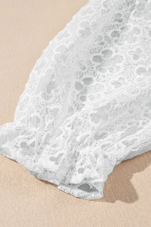 Lace Puff Sleeve Empire Waist Mini Dress - Image 6