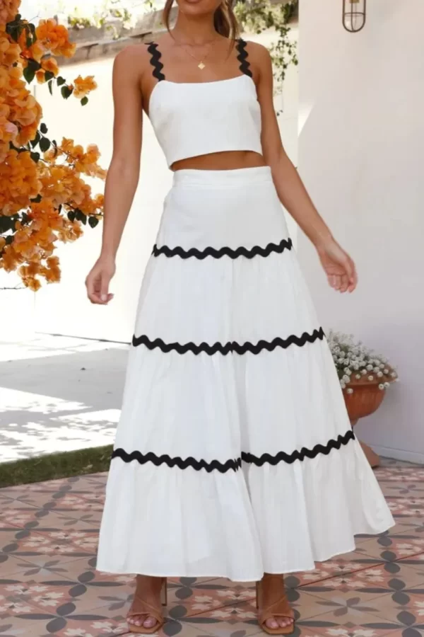 Contrast Trim Cami and Skirt Set - Image 8