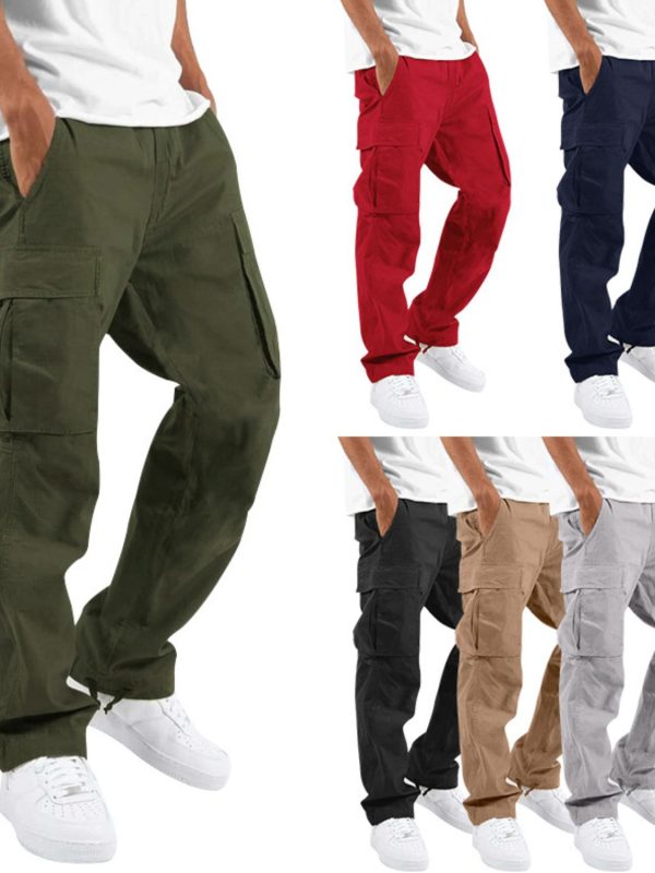 Men's Plus Size Straight Multi Pocket Cargo Pants - Image 2