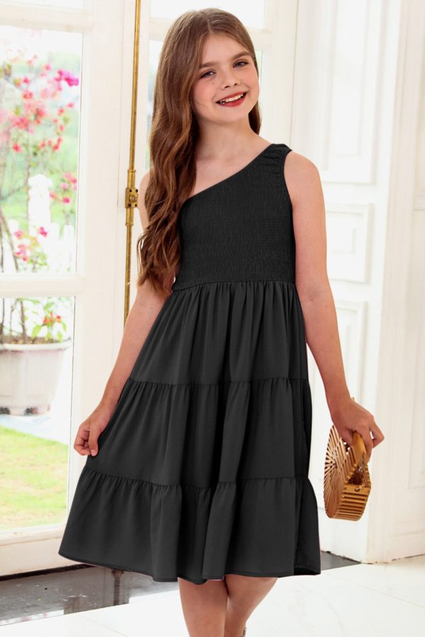 Plus Size One-Shoulder Sleeveless Tiered Dress - Image 4