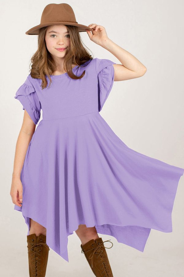 Round Neck Petal Sleeve Dress - Image 4